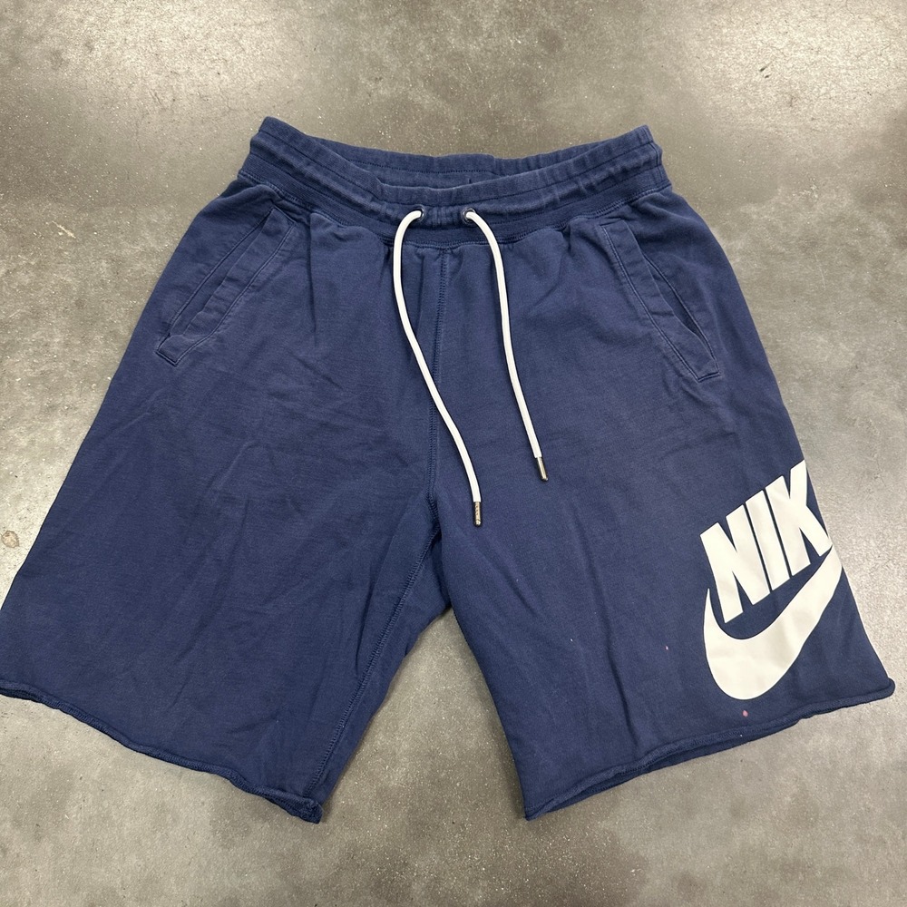 Nike Sportswear Men Navy Blue French Terry Alumni Shorts Futura Logo Size M